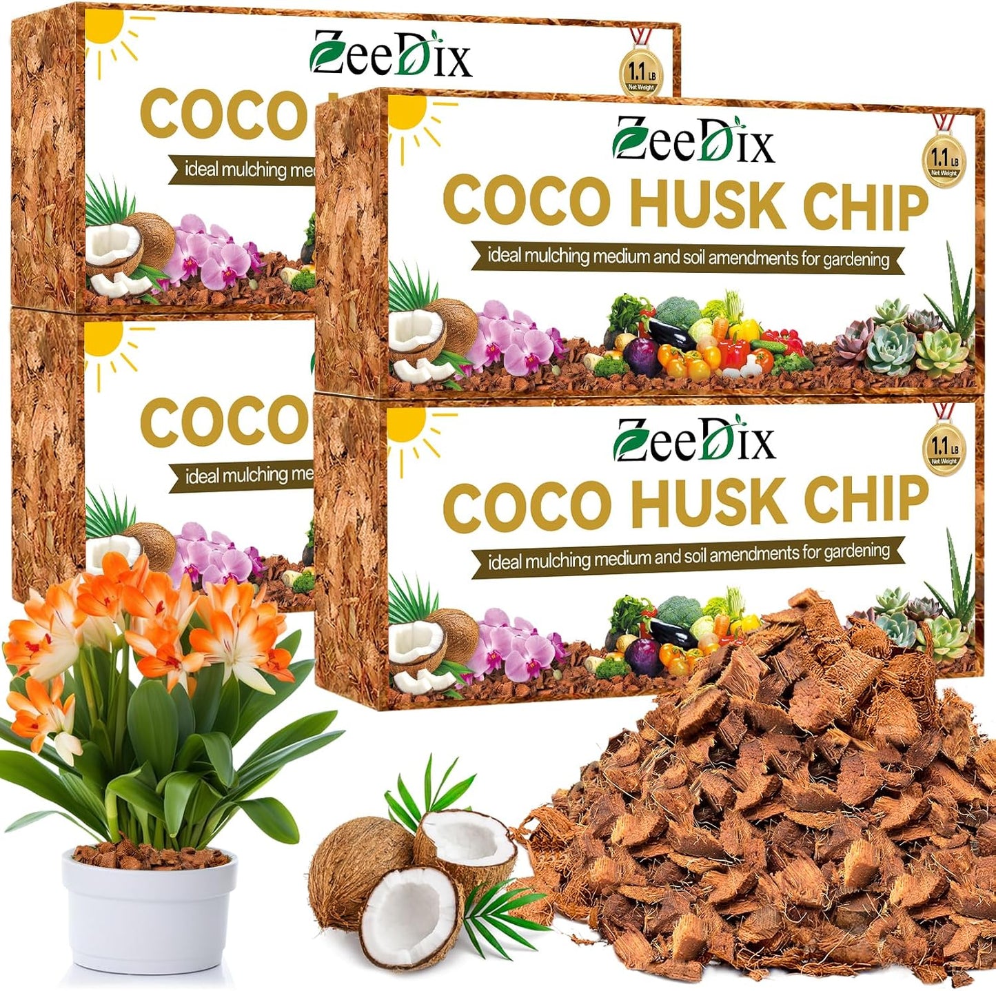 4 Pzas Chips Coco Orgánico para Plantas y Terrarios