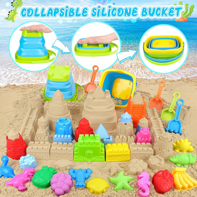 Set juguetes playa plegables para niños con cubo y pala