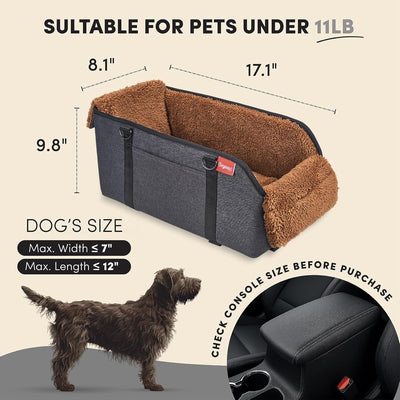 Asiento auto perro pequeño consola central portátil marrón