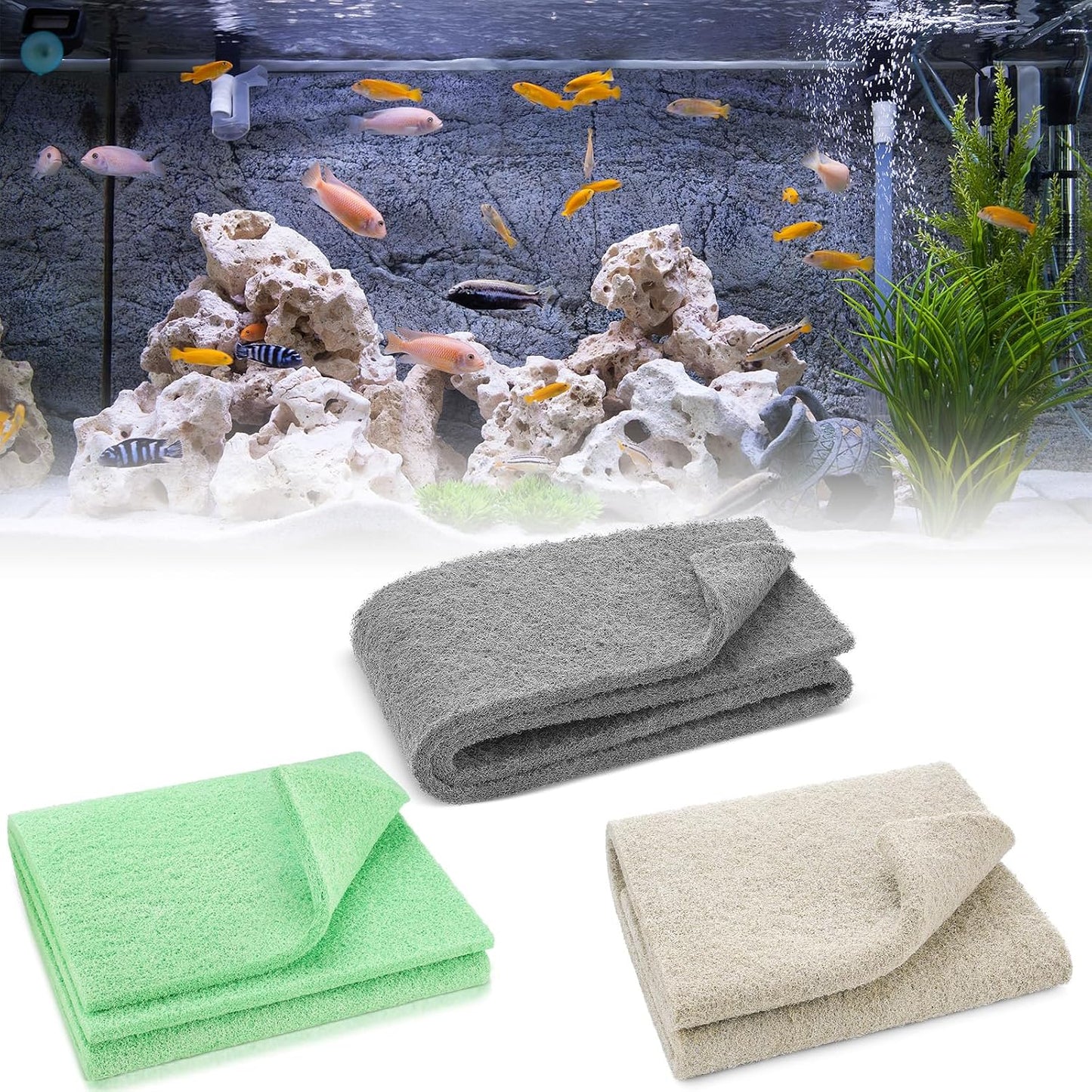 3 Pzas Filtro Acuario 3en1 para Amoníaco Nitrito Fosfato