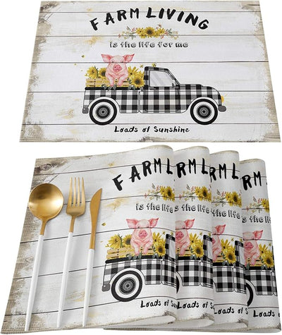 Set 4 Manteles Lavables Farm Sweet Farm Mesa Comedor