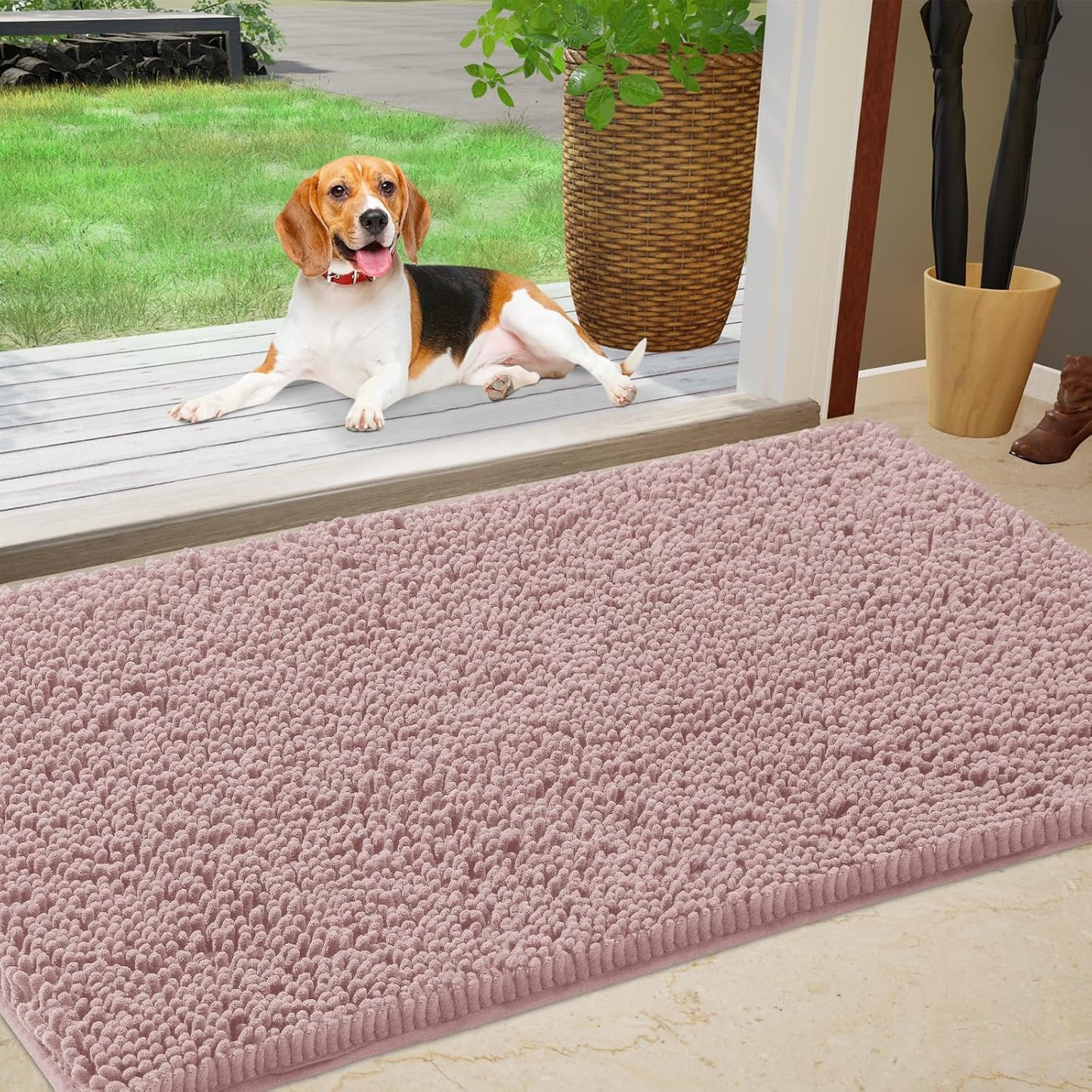 Felpudo antiderrap para puerta perro 30x20" color rosa