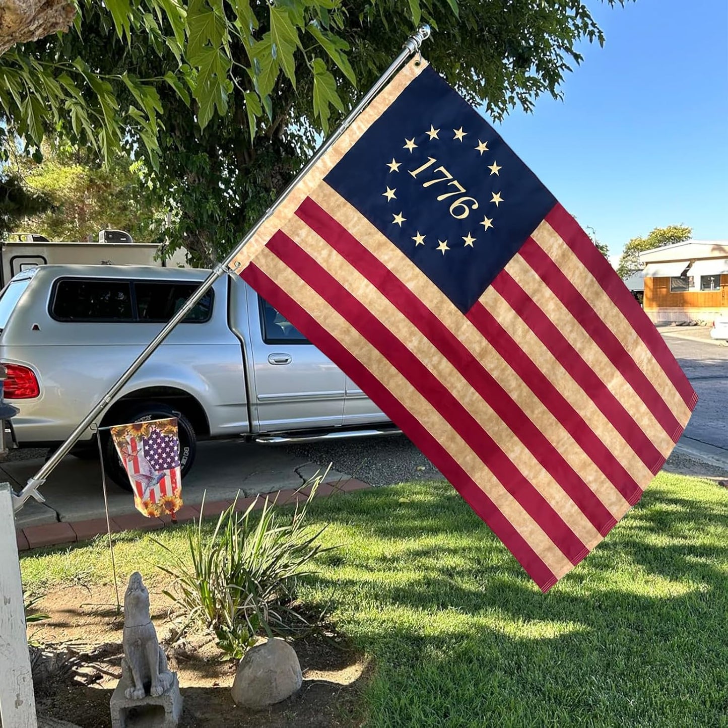Bandera Betsy Ross 1776 3x5ft teñida con té vintage