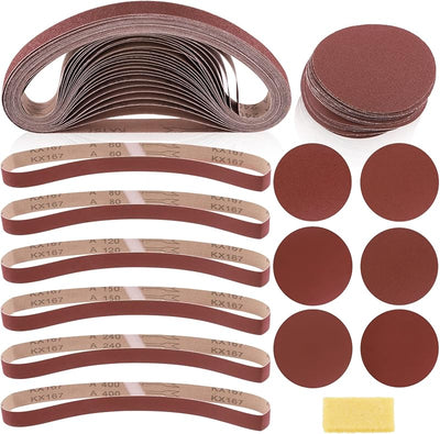 49 Correas Lijado Aluminio 1x30pulg Disco Flocado 5pulg