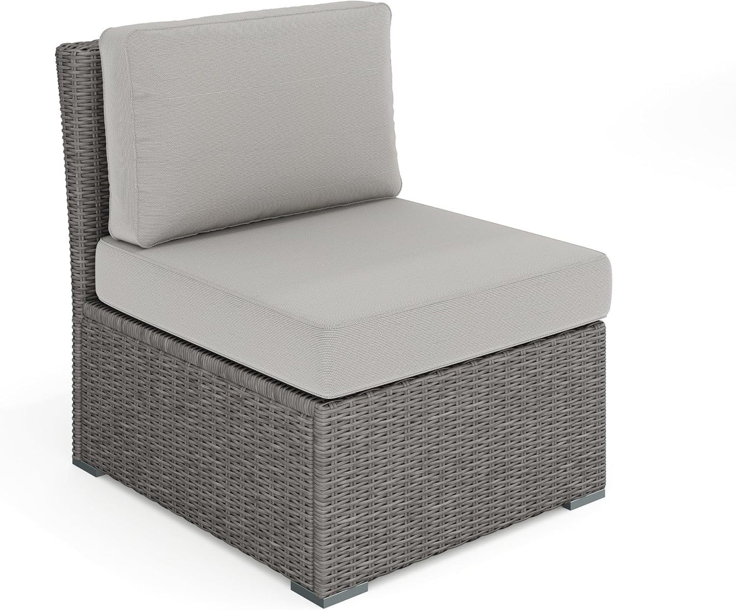 Sofá modular mimbre ratán gris cojines todo clima