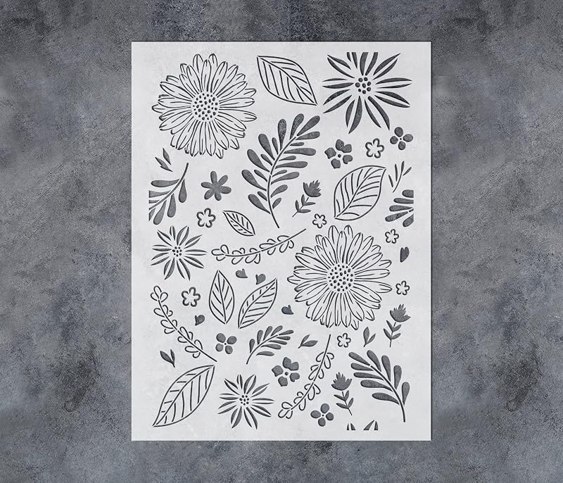 Plantilla pared florales margaritas 12x16pulg