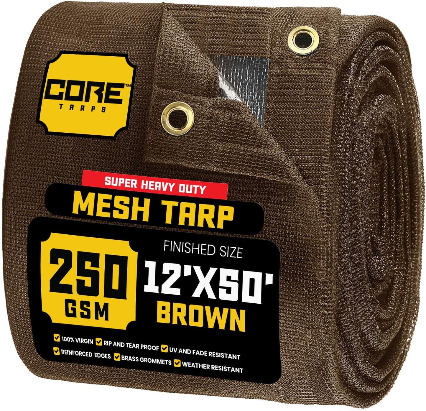 Tela sombra 60% marrón 12x50pies malla resistente jardín