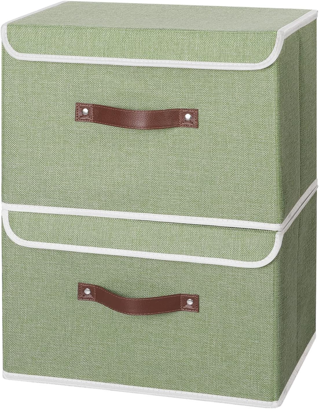 2 Pzas Cajas Almacenamiento con Tapa Asas PU Plegables