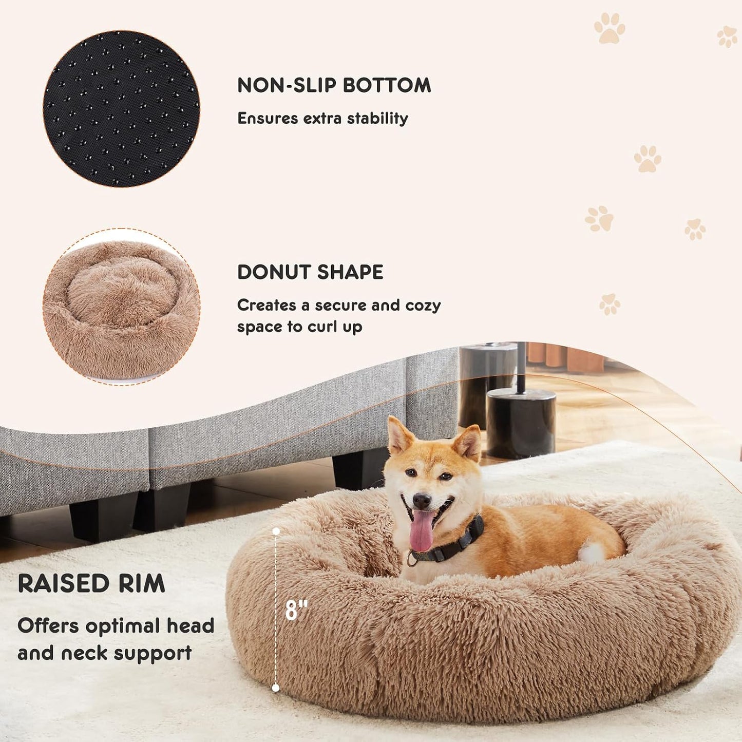Cama ortopédica perro espuma viscoelástica 28x23pulg marrón