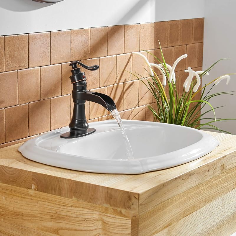 Grifo baño bronce cascada 1 agujero manguera desplegable