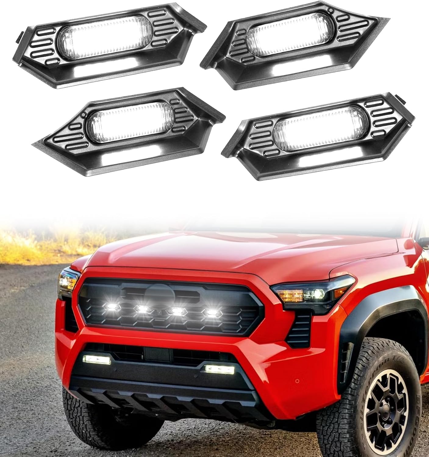 Luces parrilla LED Tacoma TRD Off Road 2024-2025 4 Pzas Blanco