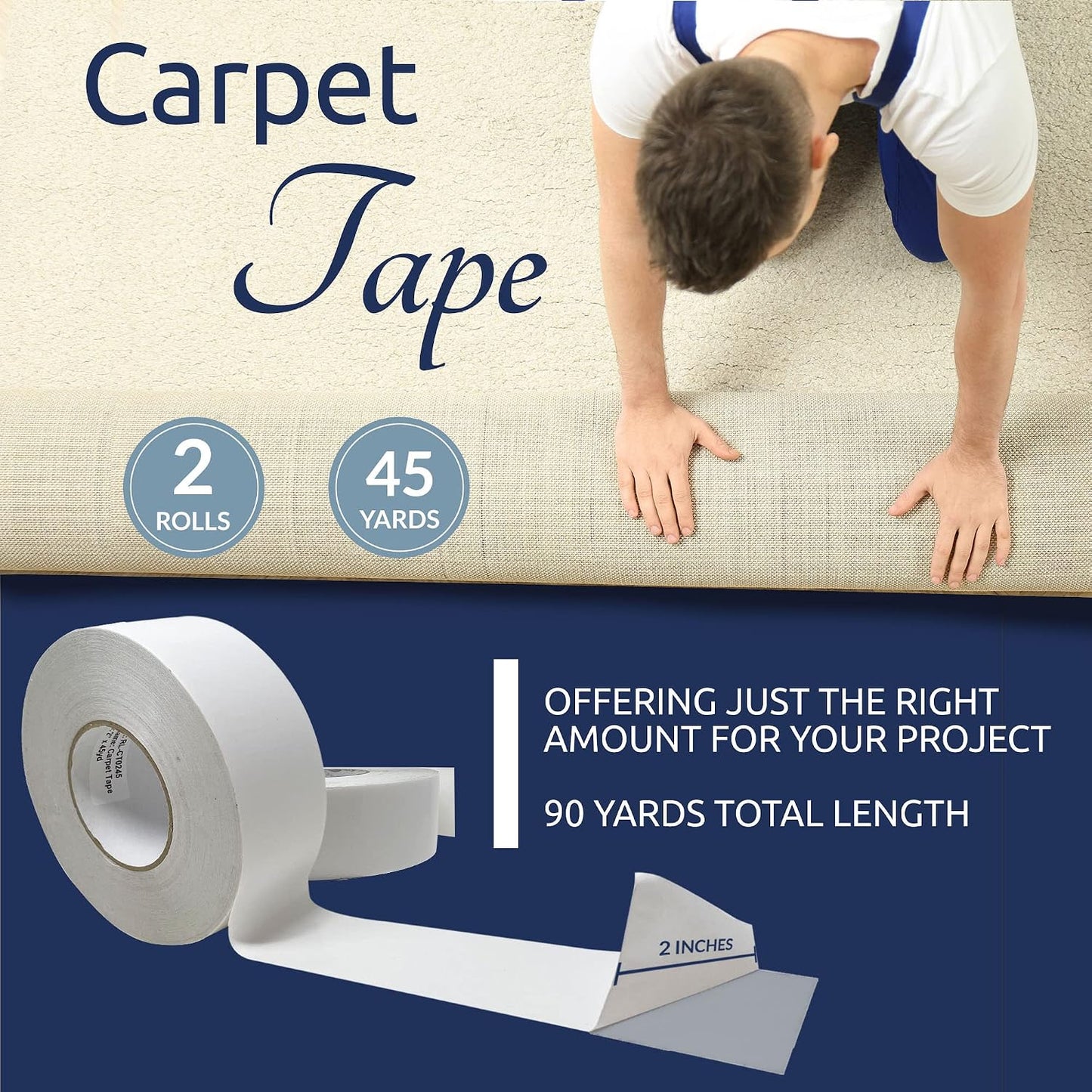 Cinta alfombra doble cara 2pulg x90yardas resistente