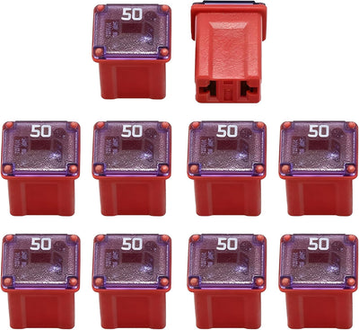 10 Fusibles Micro Cartucho 50A para Vehículo SUV Sedán