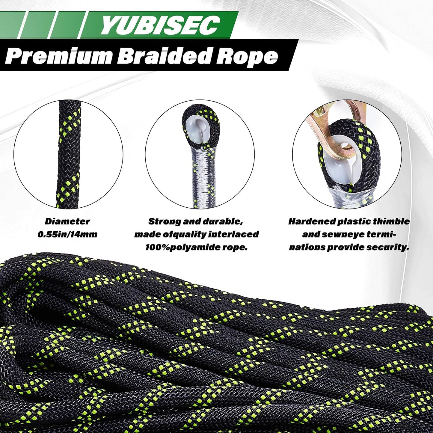 Conjunto linea vida vertical 150ft cuerda poliéster con