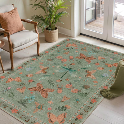 Alfombra lavable 3x5pulg diseño floral vintage antideslizante
