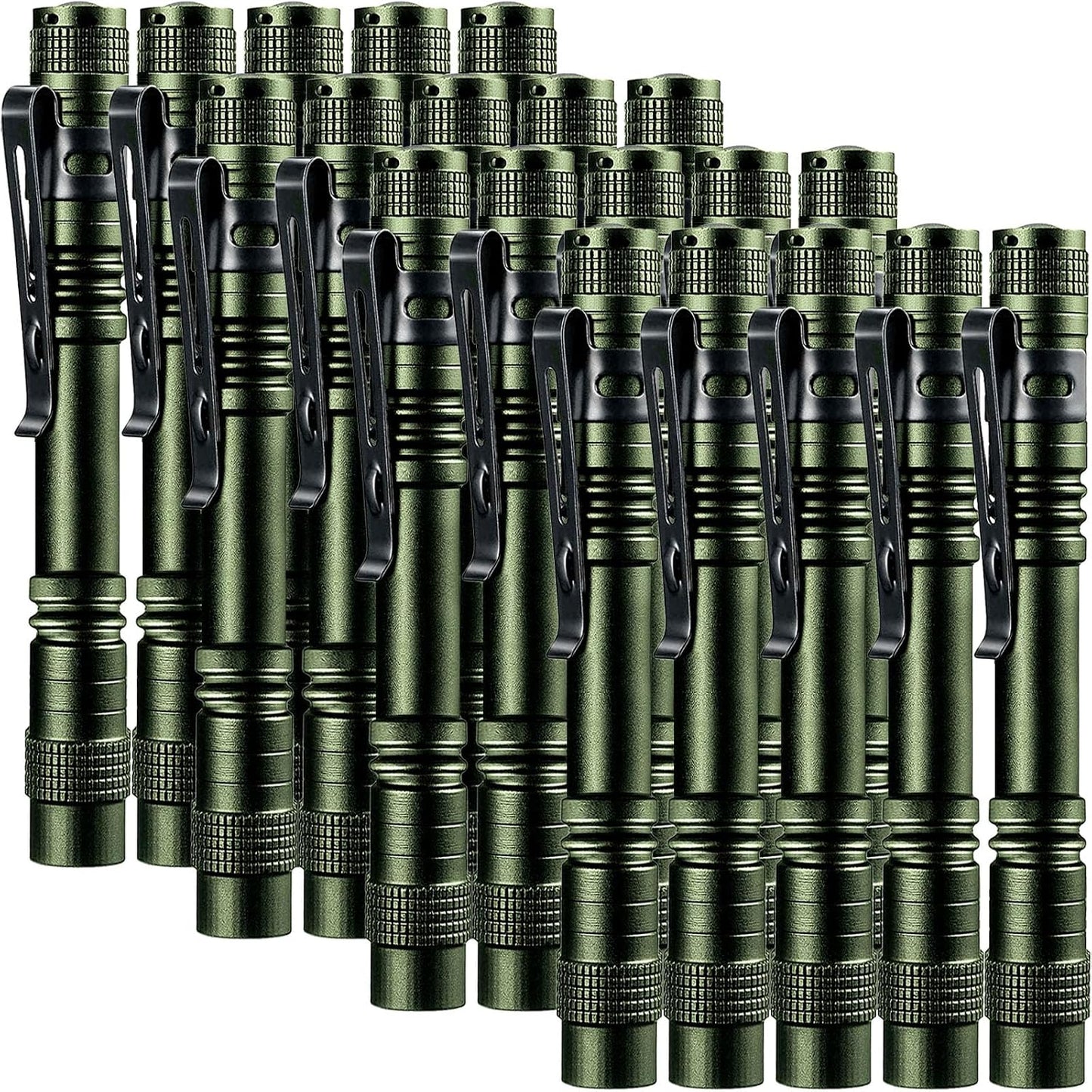 20 Linternas LED Impermeables de Bolsillo con Clip Grande Verde