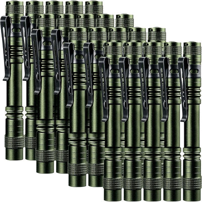 20 Linternas LED Impermeables de Bolsillo con Clip Grande Verde