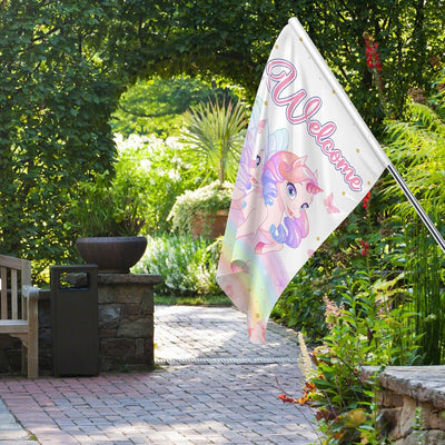 Bandera unicornio letrero fiesta cumpleaños niños jardín patio