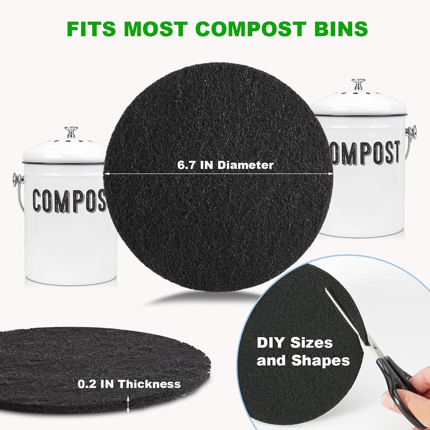 Filtros carbón cubo abono 10 pzas repuesto hogar 6.7