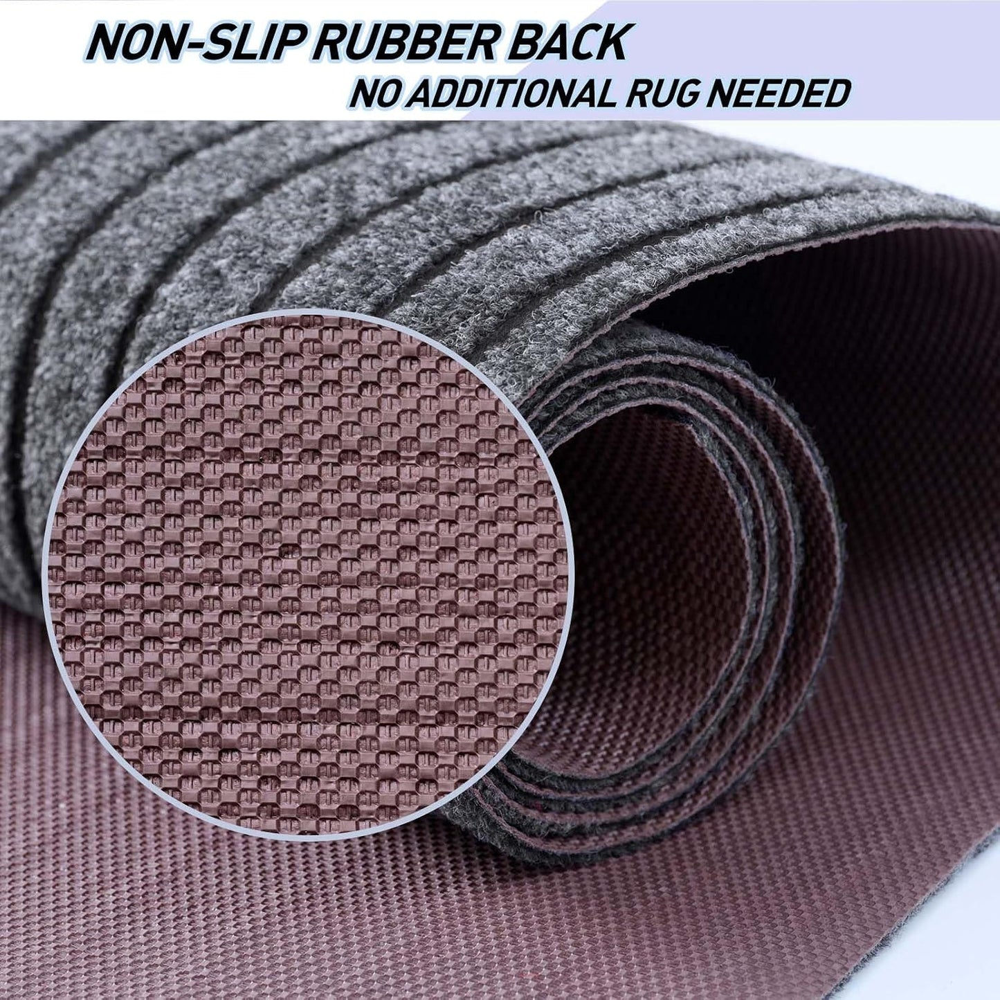 Alfombra pasillo 2x6ft impermeable antiderrap gris rayas