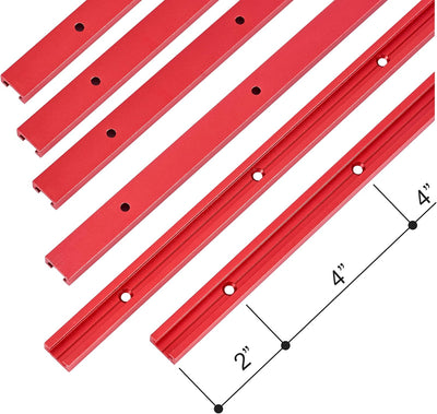 Pista en T 36pulg doble corte carpintería 6uds color rojo