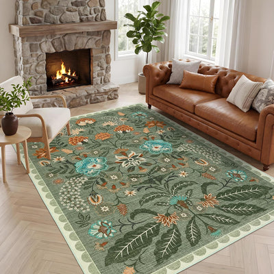 Tapete 8x10 pulg floral lavable suave no resbala dormitorio