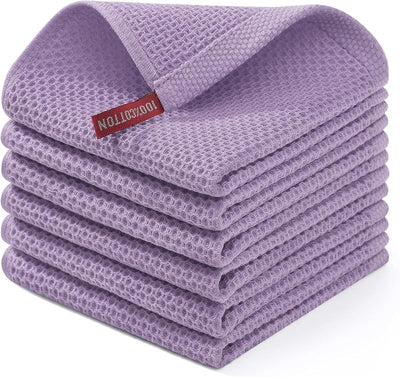 Paños cocina algodón tejido gofre 12x12pulg 6 Pzas lavanda
