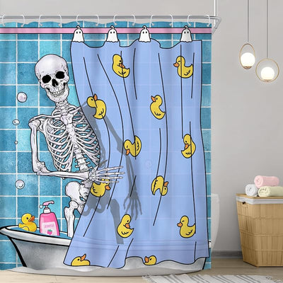 Cortina ducha calavera gótica 60x72pulg pato de goma