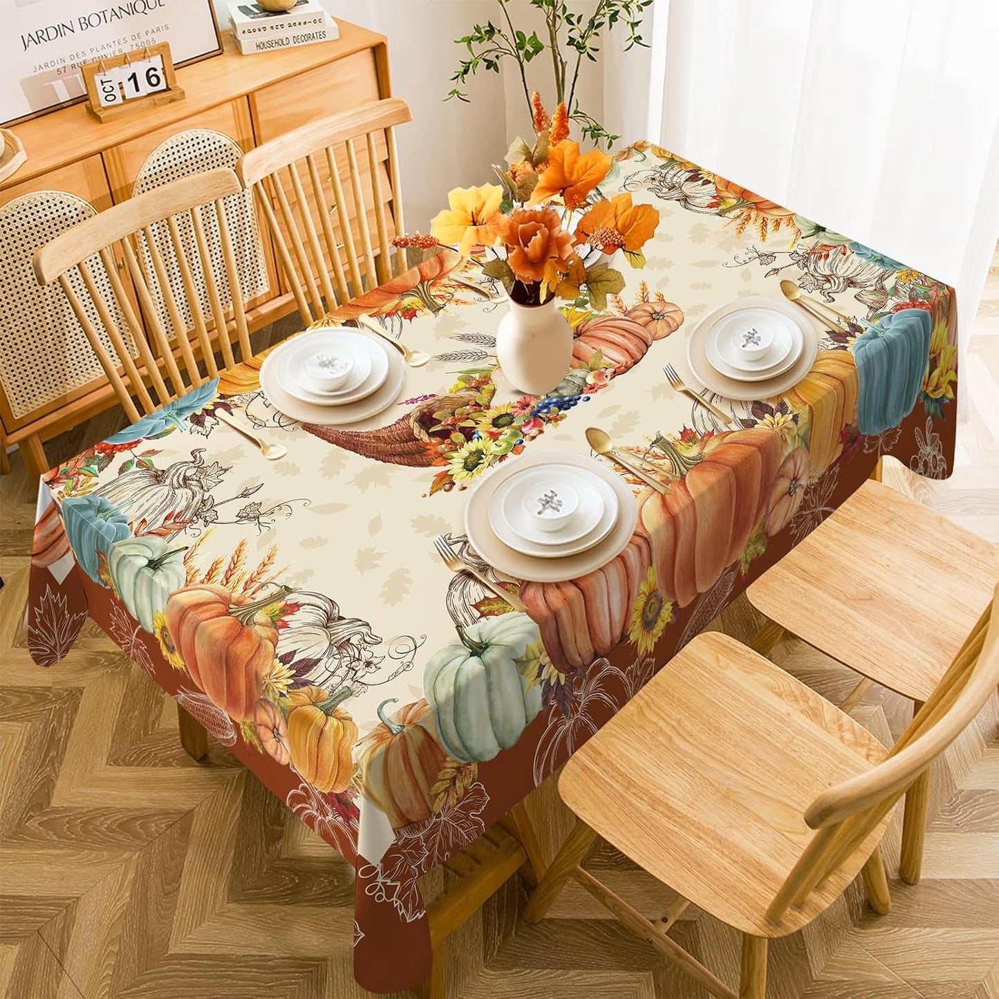 Mantel rectangular resistente agua 52x70pulg otoño