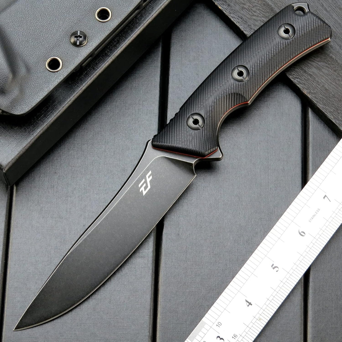 Cuchillo fijo 14c28n acero titanio negro G10 escalas fijas EDC