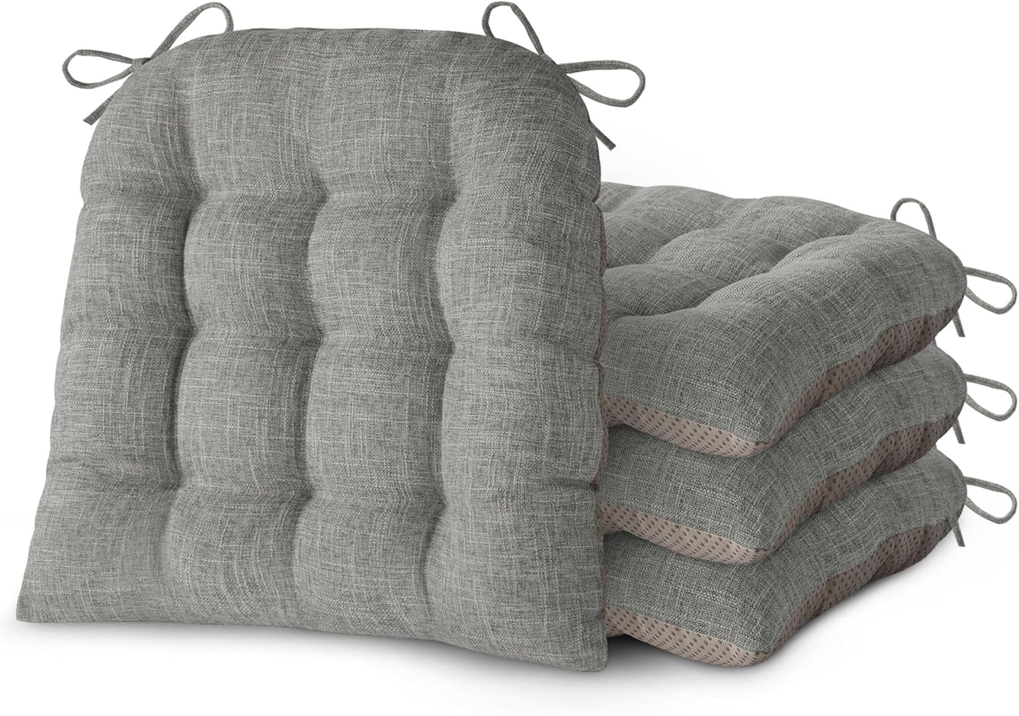 Set 4 cojines silla forma D antiderrap gruesos gris claro