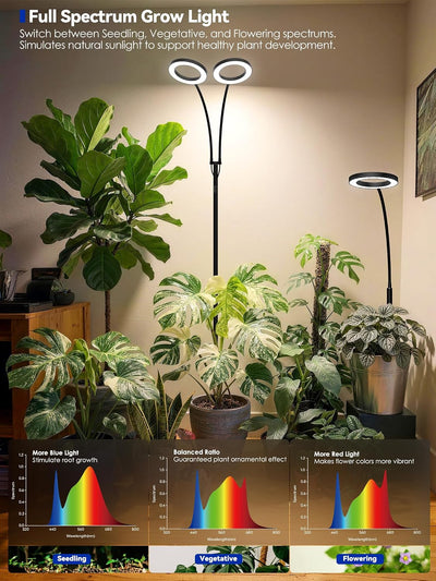 Lámpara LED espectro completo para plantas con soporte y temporizador