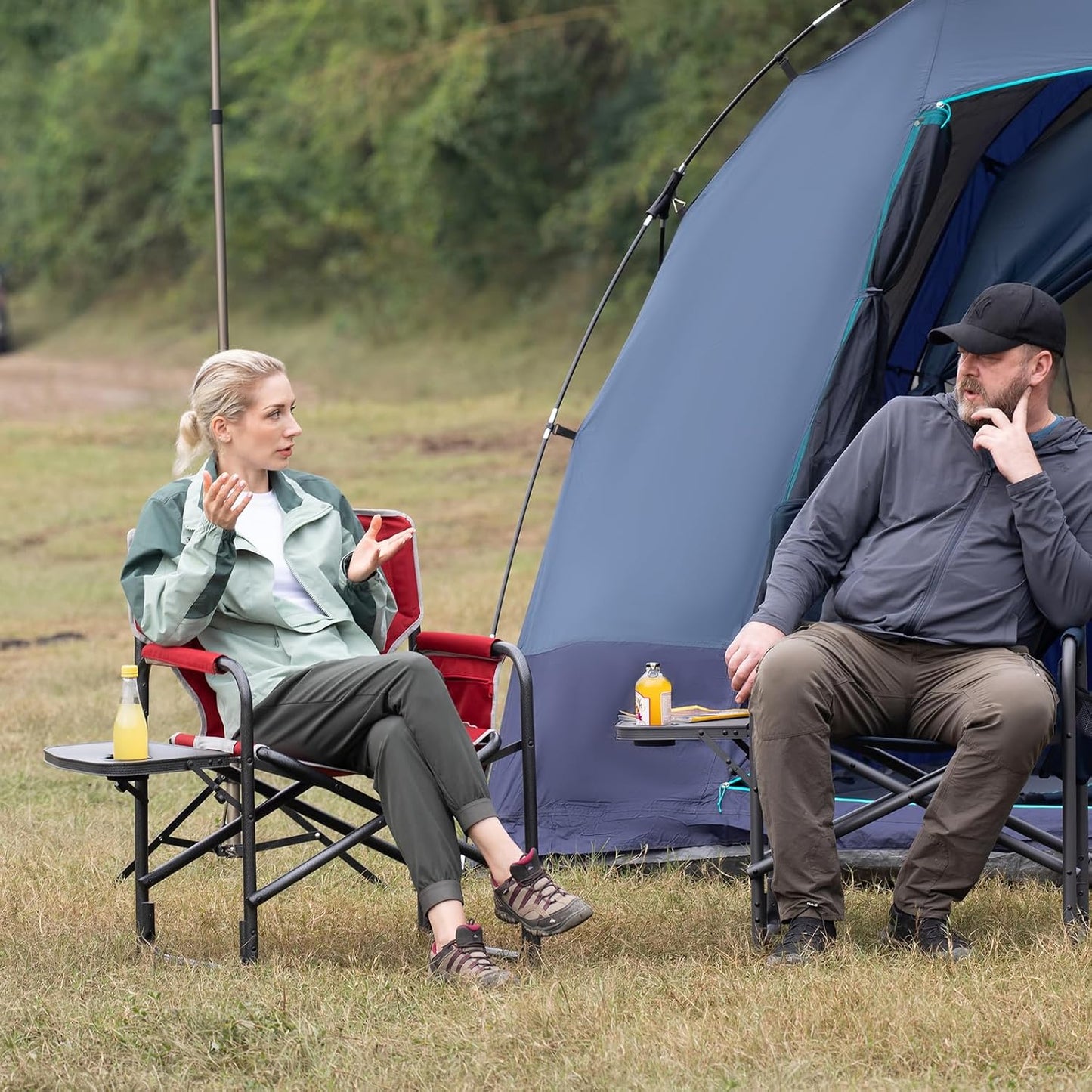 Silla camping aluminio extra grande con mesa y bolsillo