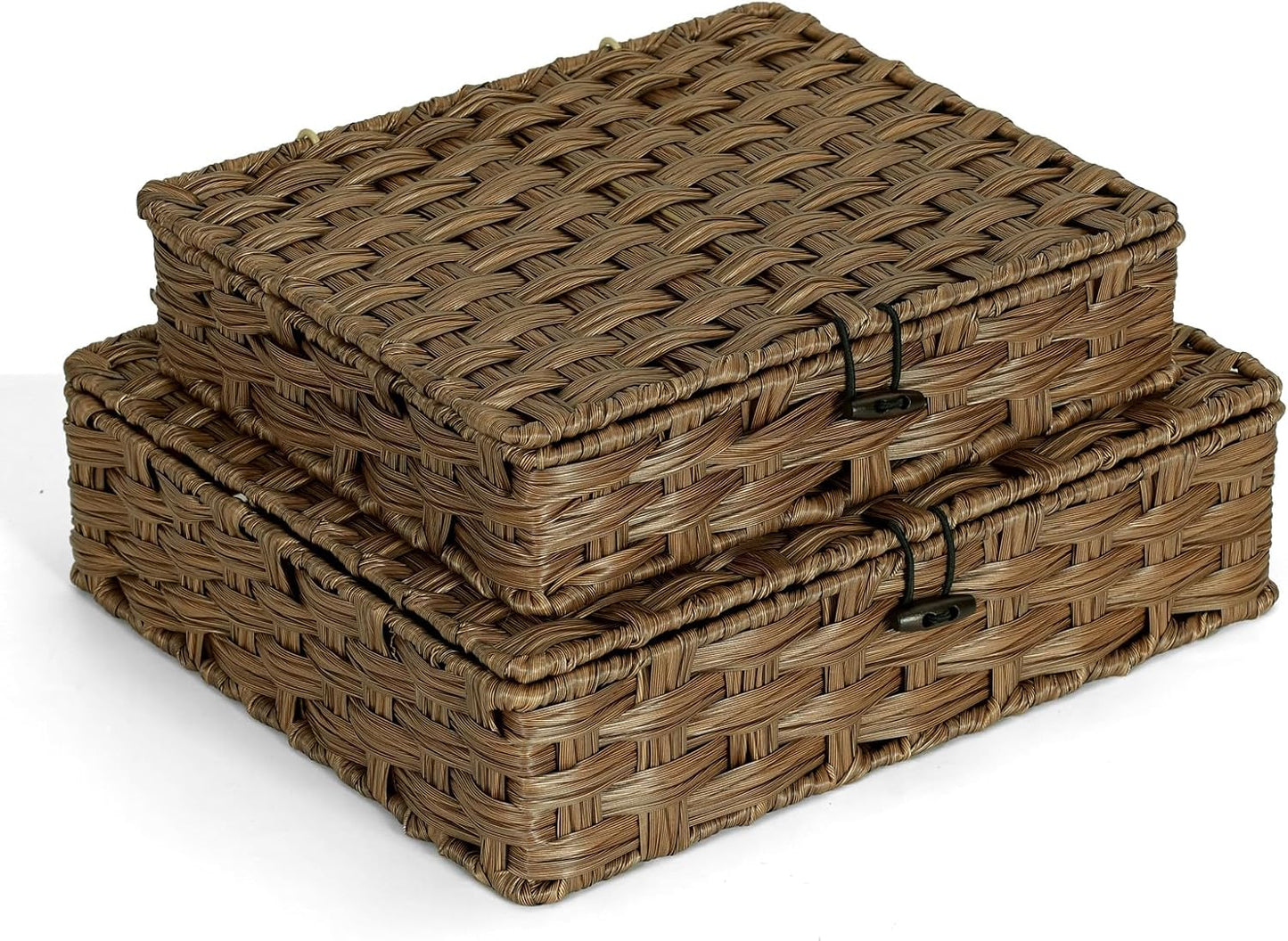 Cestas almacenamiento mimbre plástico 11x9.25" set 2