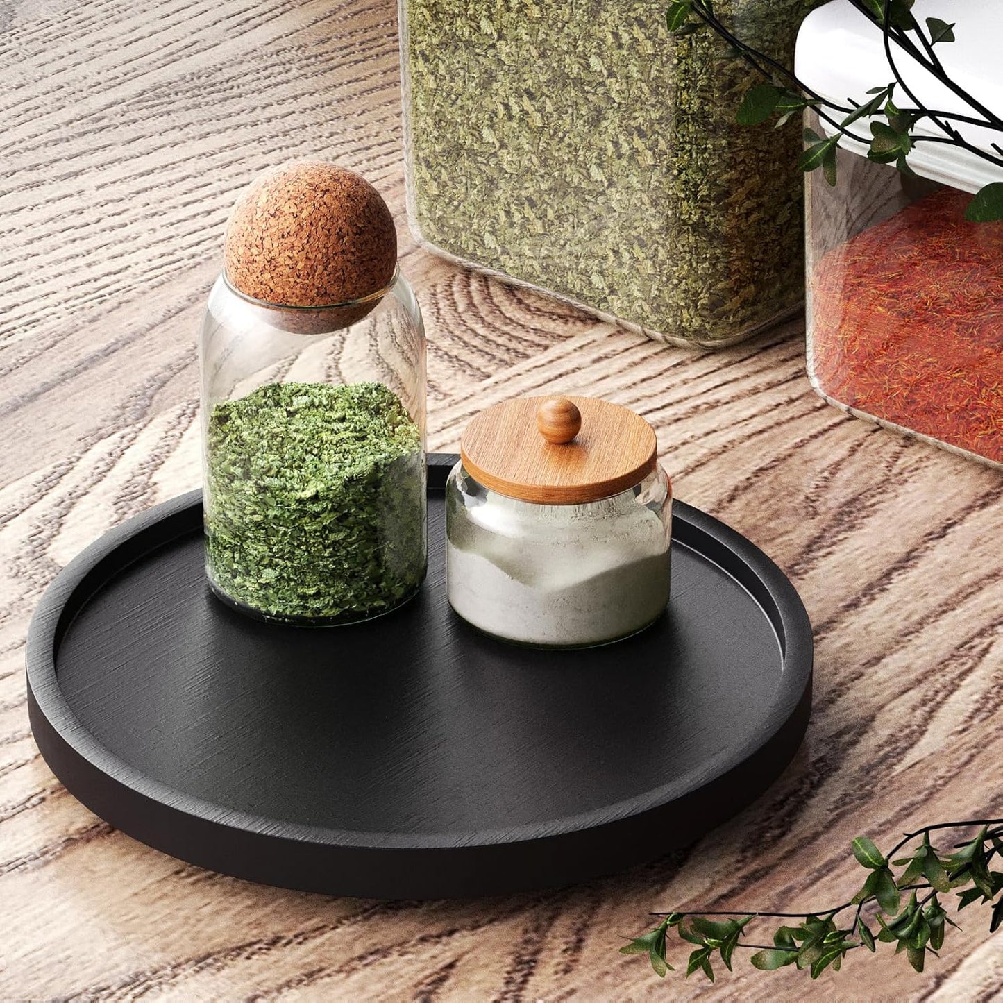 Organiz. cocina mesa giratoria bambú negro