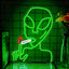 Letrero neón alienígena luz LED verde regulable decoración