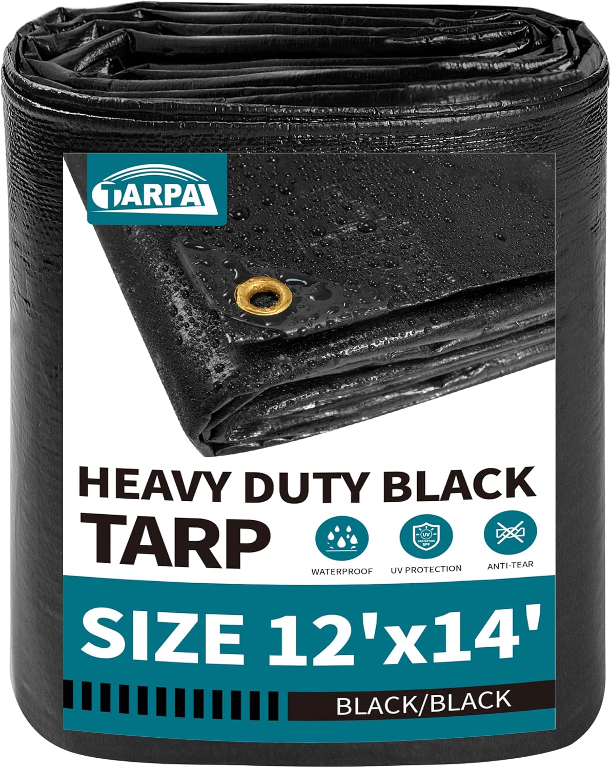 Lona 12x14ft 14mil negra resistente toldos cubiertas