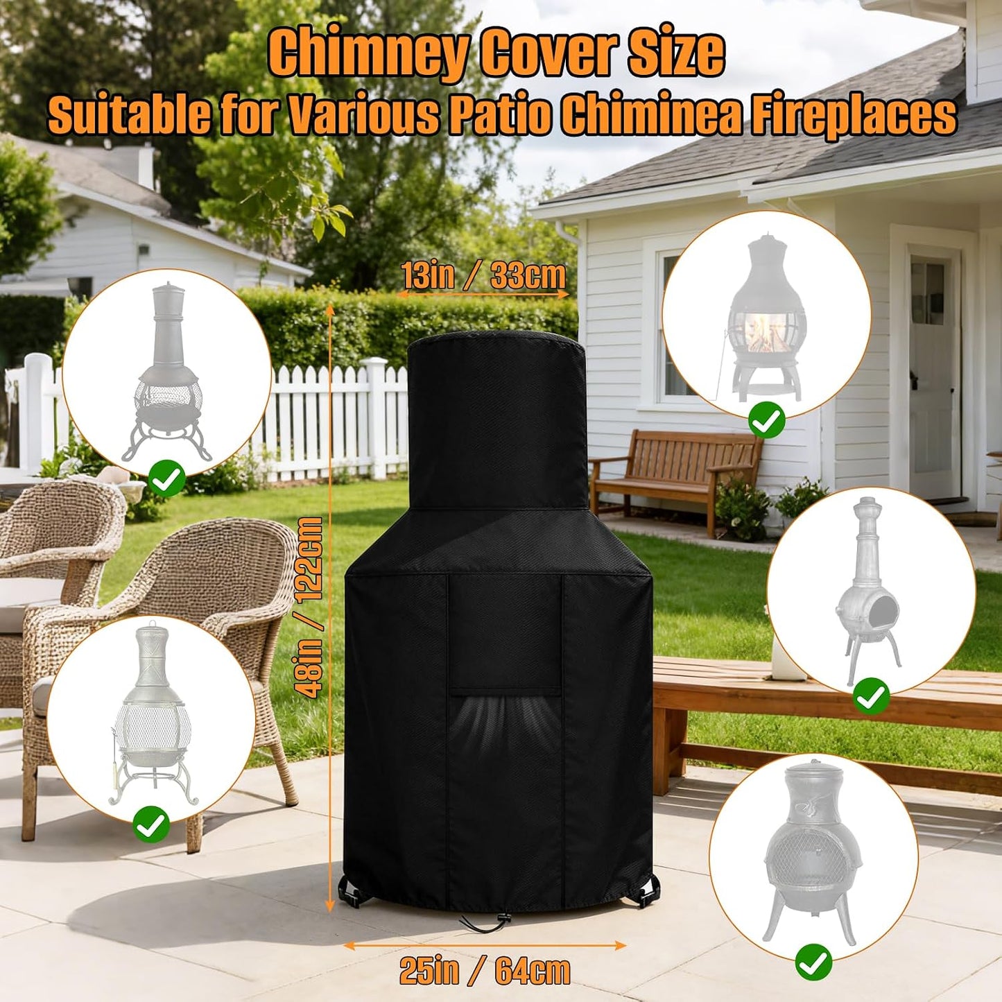 Cubierta chimenea patio resistente 420D Oxford 48x25x13