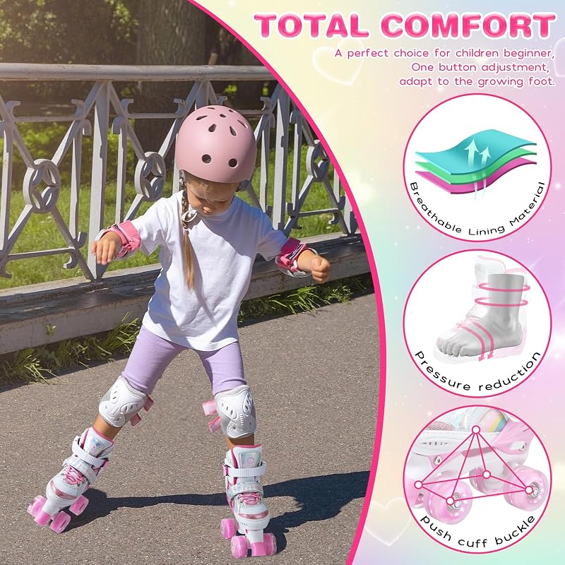 Patines para niños arco iris ruedas iluminadas ajustables