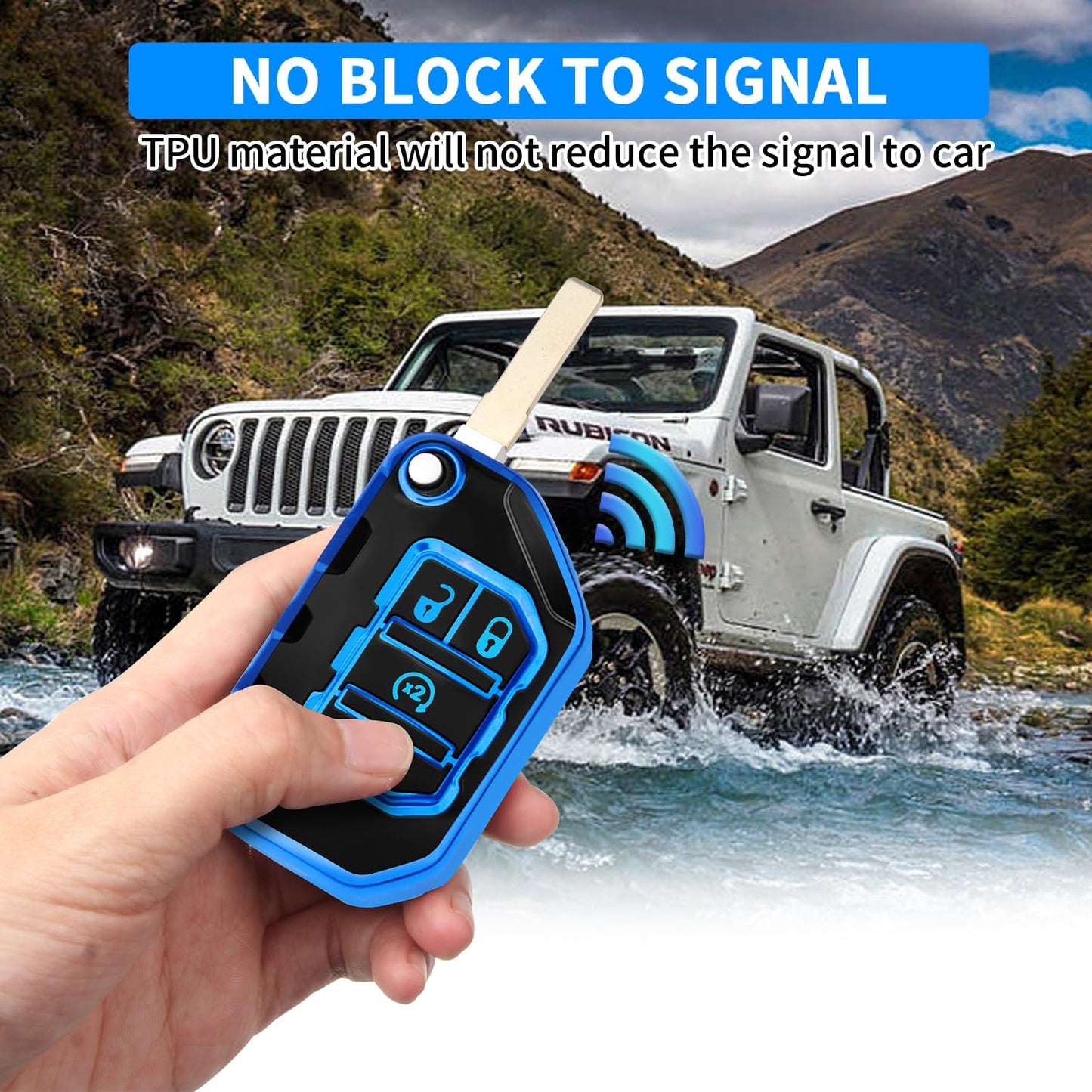 Funda llavero Jeep comp JL Gladiator Rubicon azul