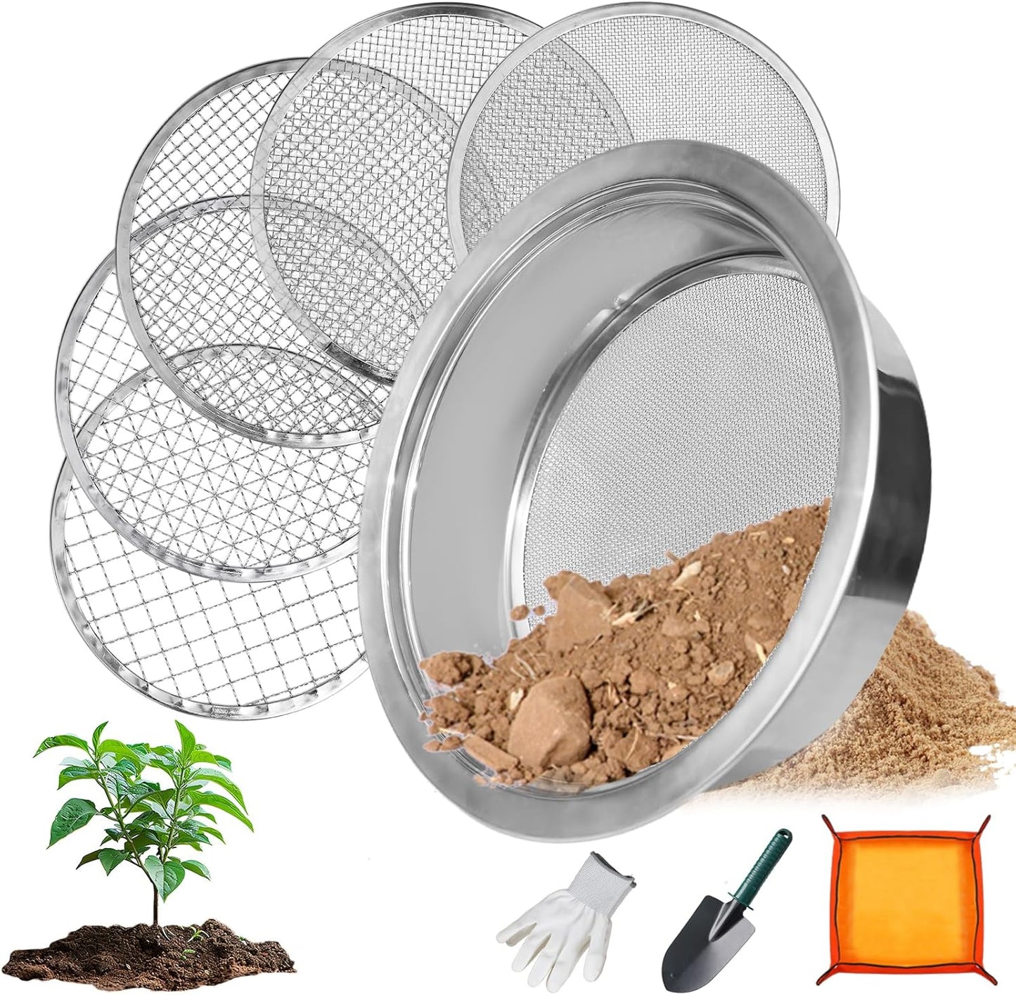 Tamiz tierra acero inox 5 mallas jardinería