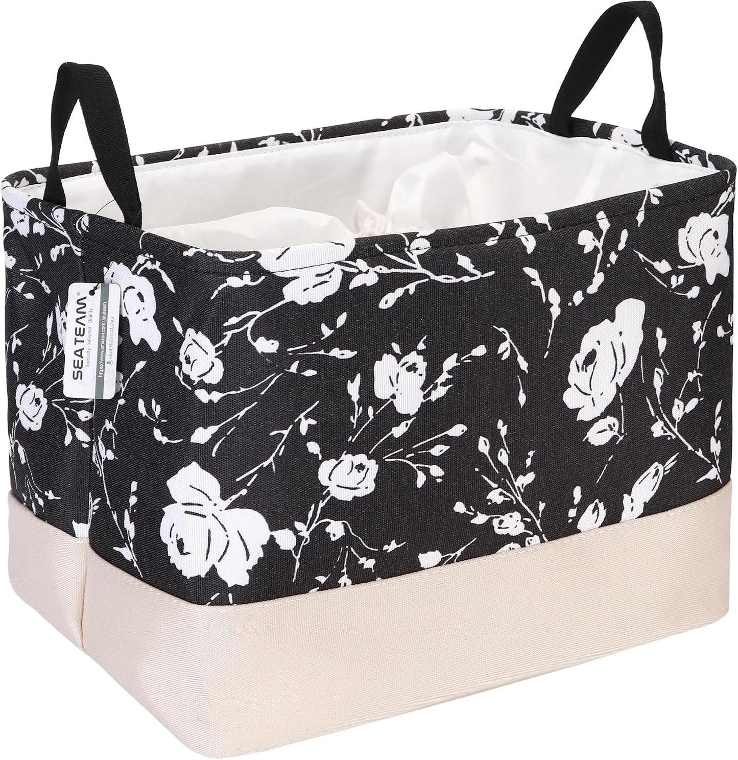 Cesta plegable tela lona con tapa cordón 15.8x11.8pulg