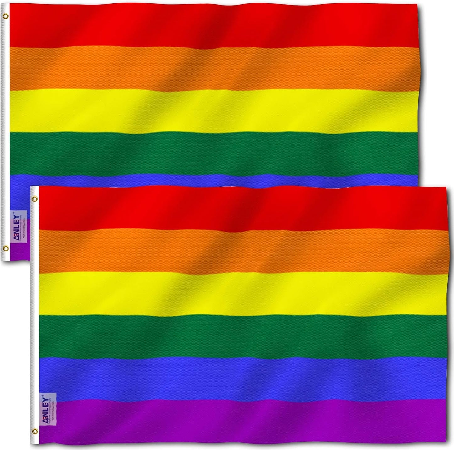 2 Banderas Arcoíris Fly Breeze 3x5ft 6 Rayas Poliéster