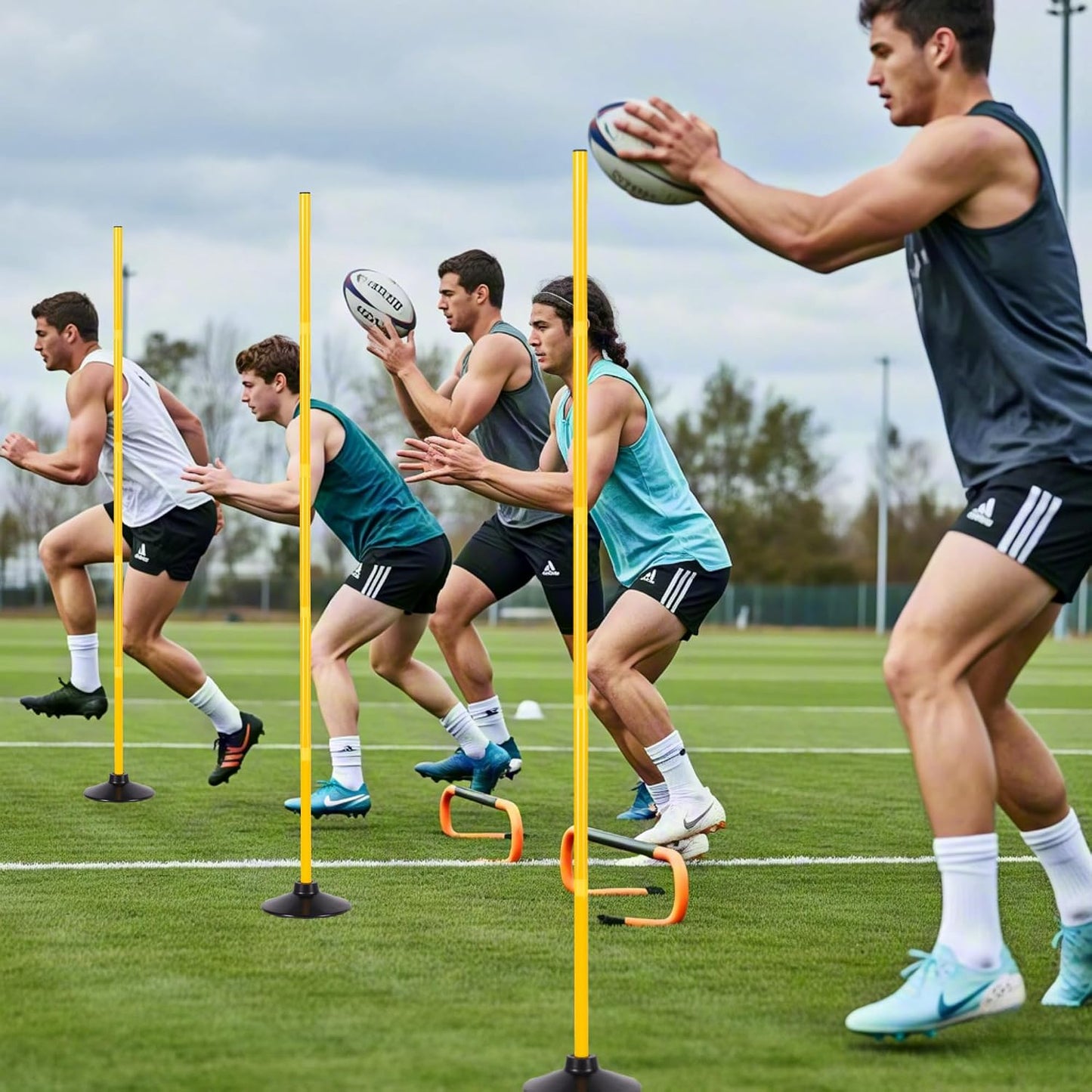 6 Pzas Poles Entrenamiento Agilidad 5ft con Base Goma