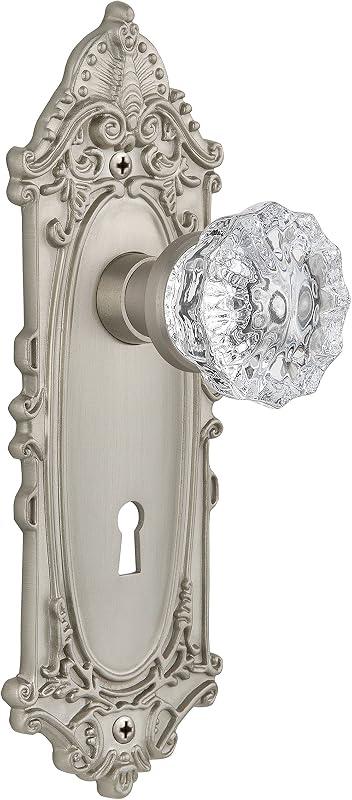 Placa victoriana con ojo de cerradura y perilla puerta