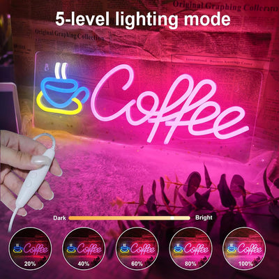Letrero neón USB para cafetería oficina y habitación