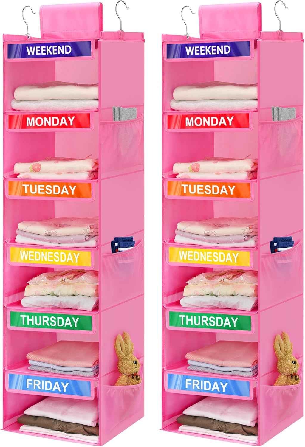 2 Organizadores Ropa Niños 6 Estantes Rosa
