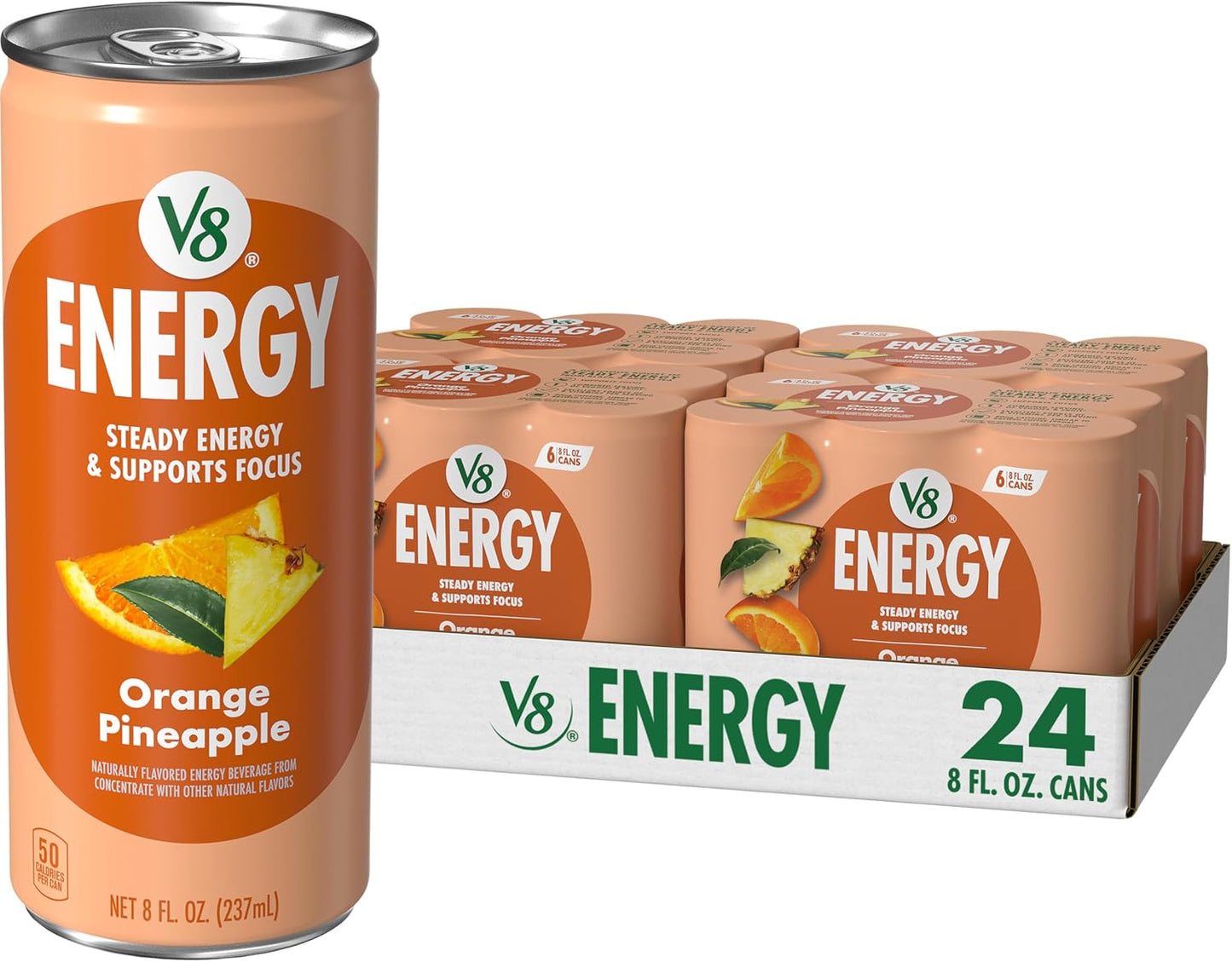 Bebida energética naranja piña lata 8oz pack 24
