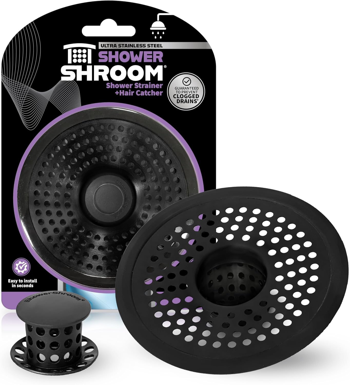 Recolector pelo negro acero inox para drenaje ducha