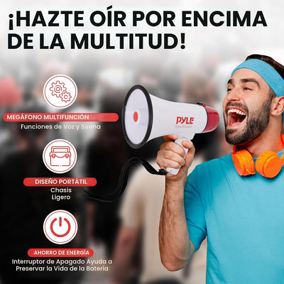Megáfono altavoz compacto con baterías y control de volumen